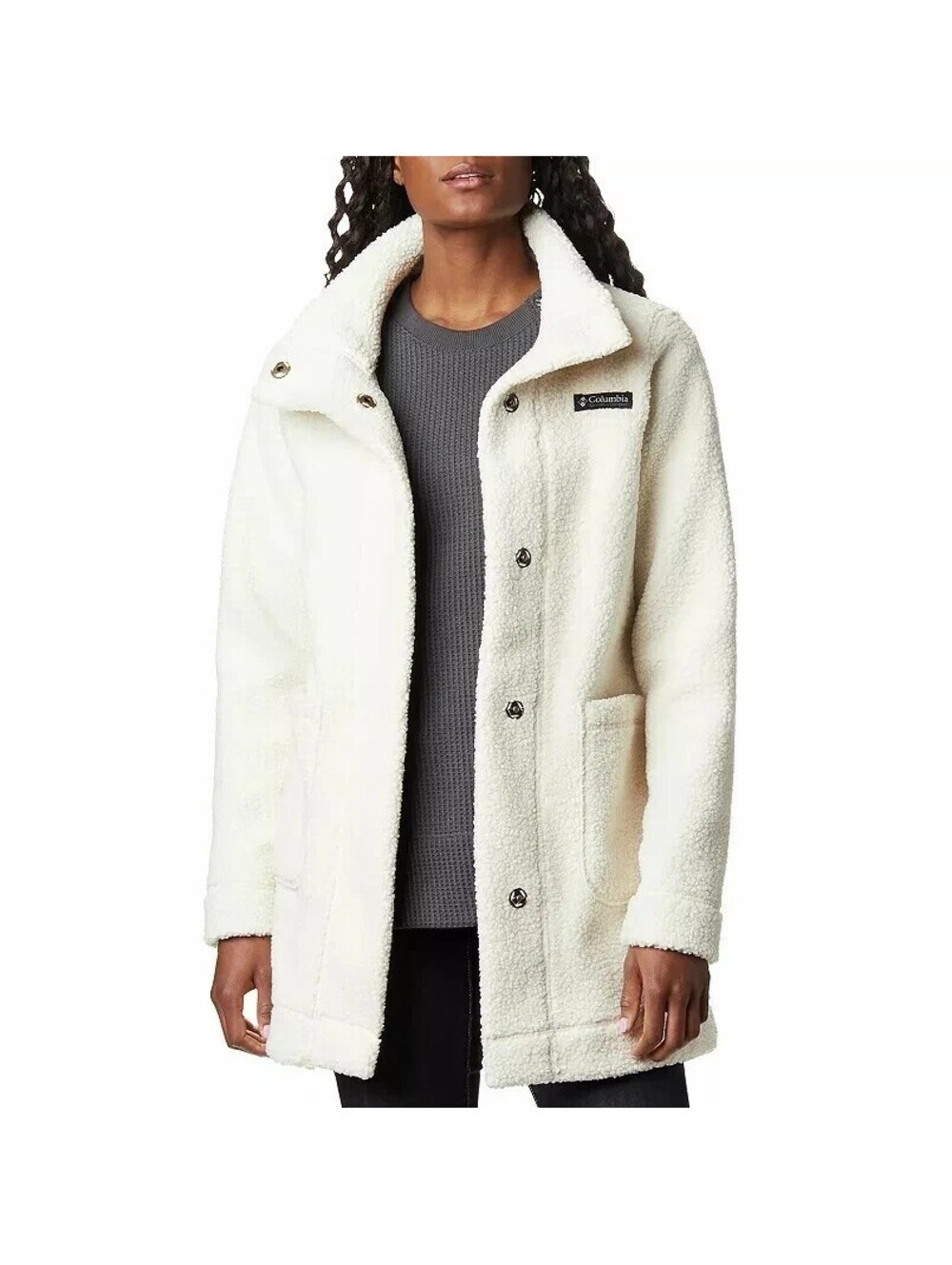 Columbia Panorama Size XL Long Jacket Sherpa Fleece Cream Womens Cozy #R5
